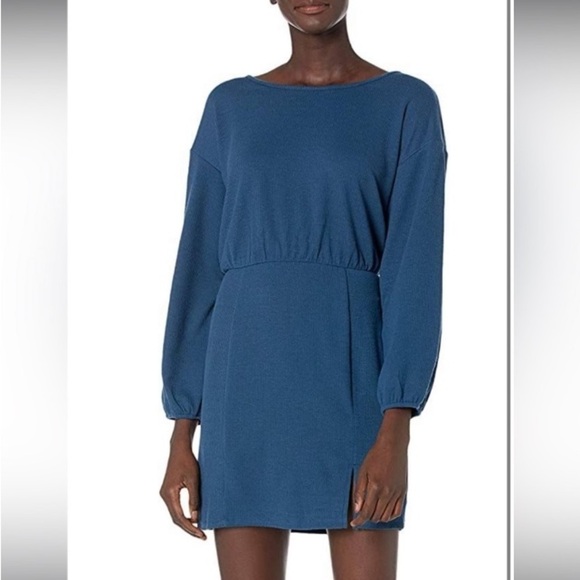 Ali & Jay Zuma Long Sleeve Ribbed Mini Dress in Twilight Blue XS Fall Casual - Picture 2 of 16